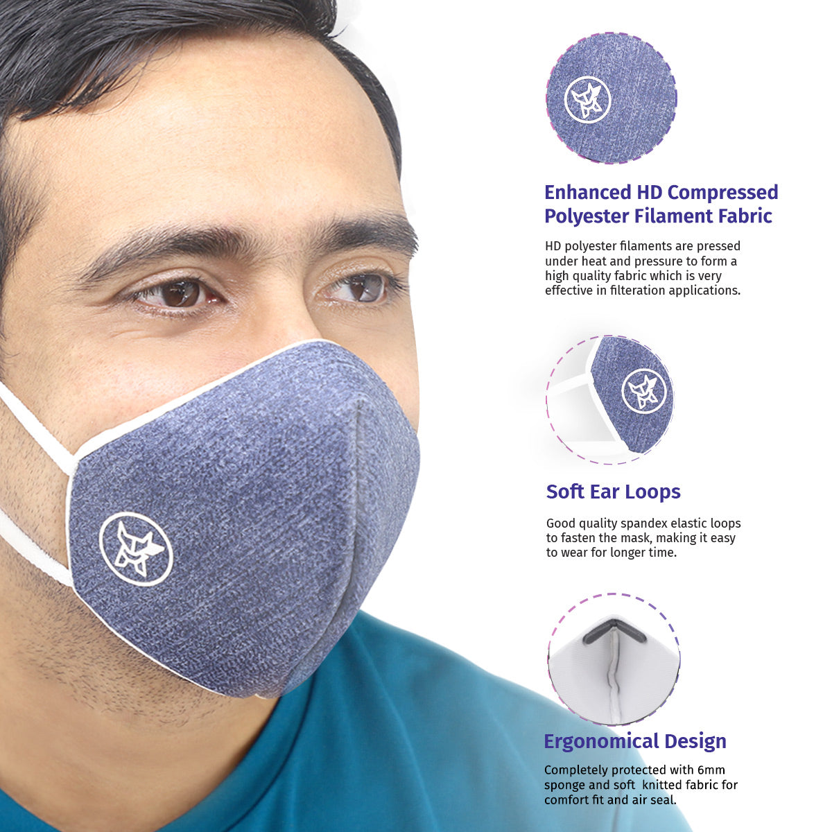 Arctic Fox AIW V2 Washable Blue Mask