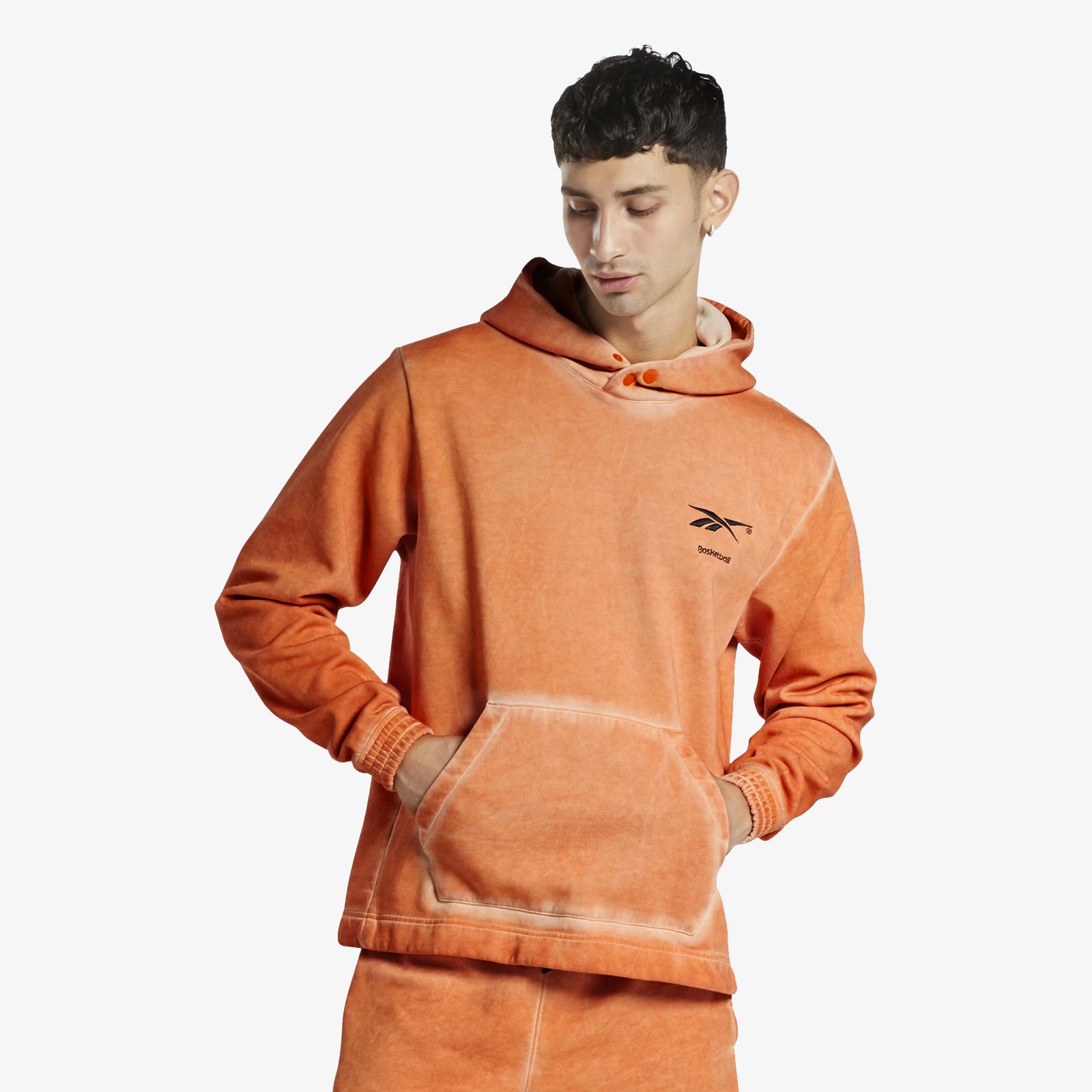 Basketball Court Top Bi-Dye Fleece Hoodie - Burnt Orange