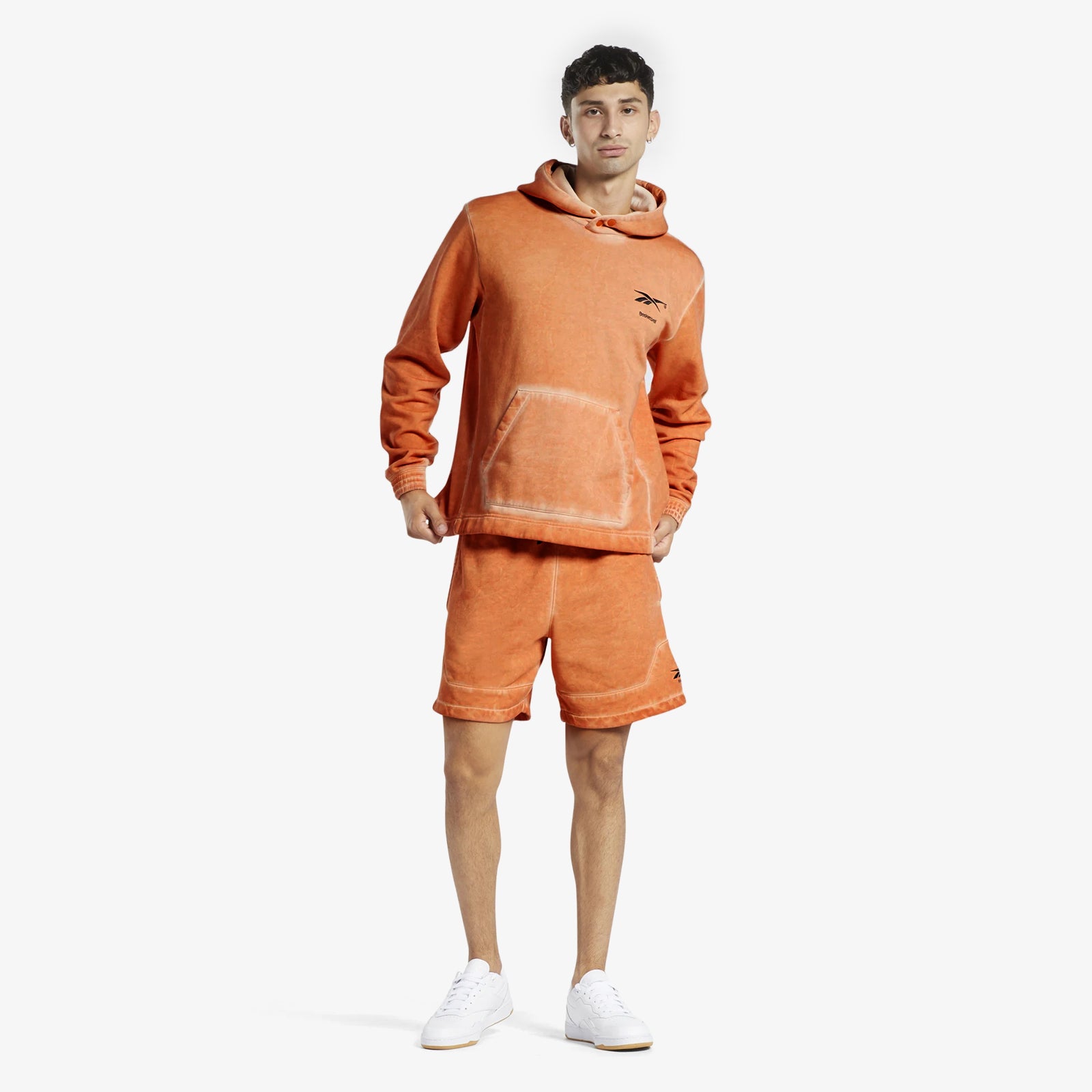 Basketball Court Top Bi-Dye Fleece Hoodie - Burnt Orange