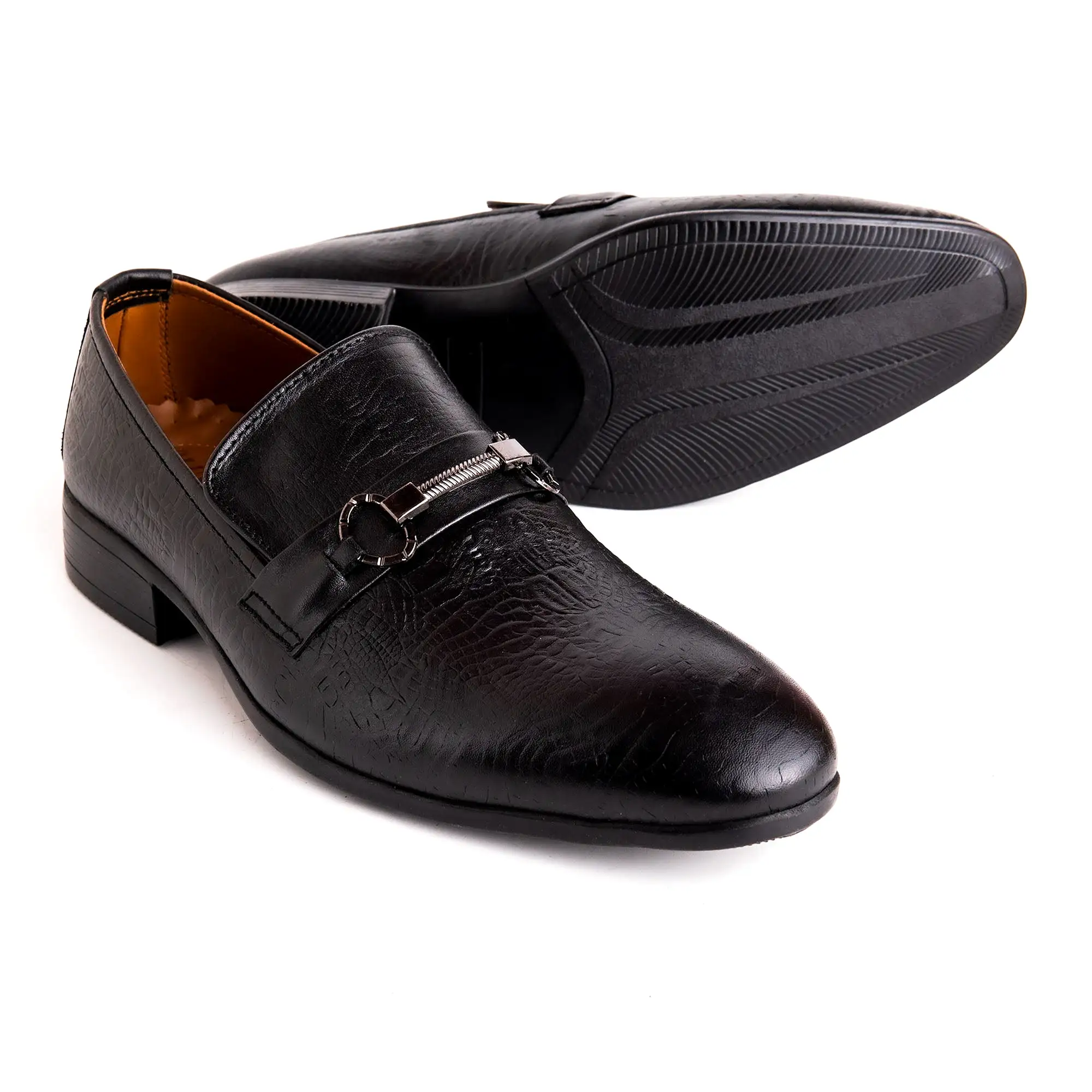 Black Leather Buckle Executive Men Shoes