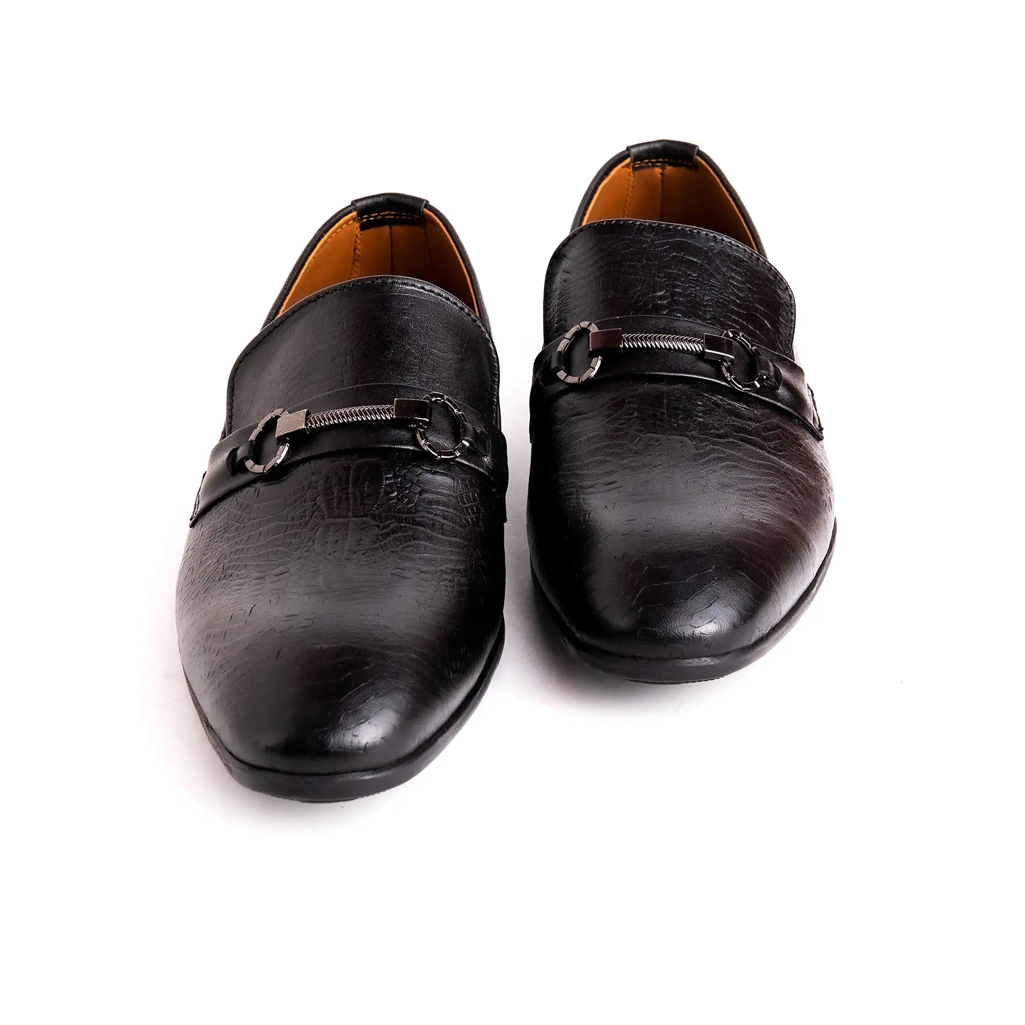 Black Leather Buckle Executive Men Shoes