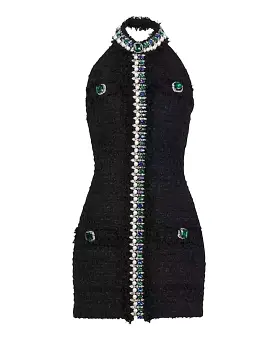 Black Tweed Trimmed Dress