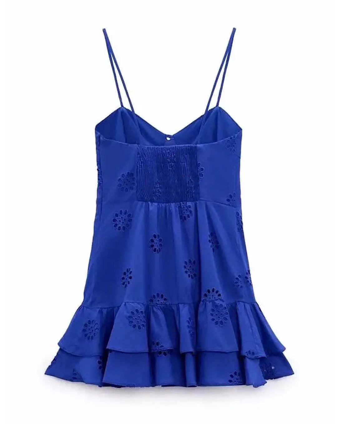 Blue Layered Ruffled Hem Dress