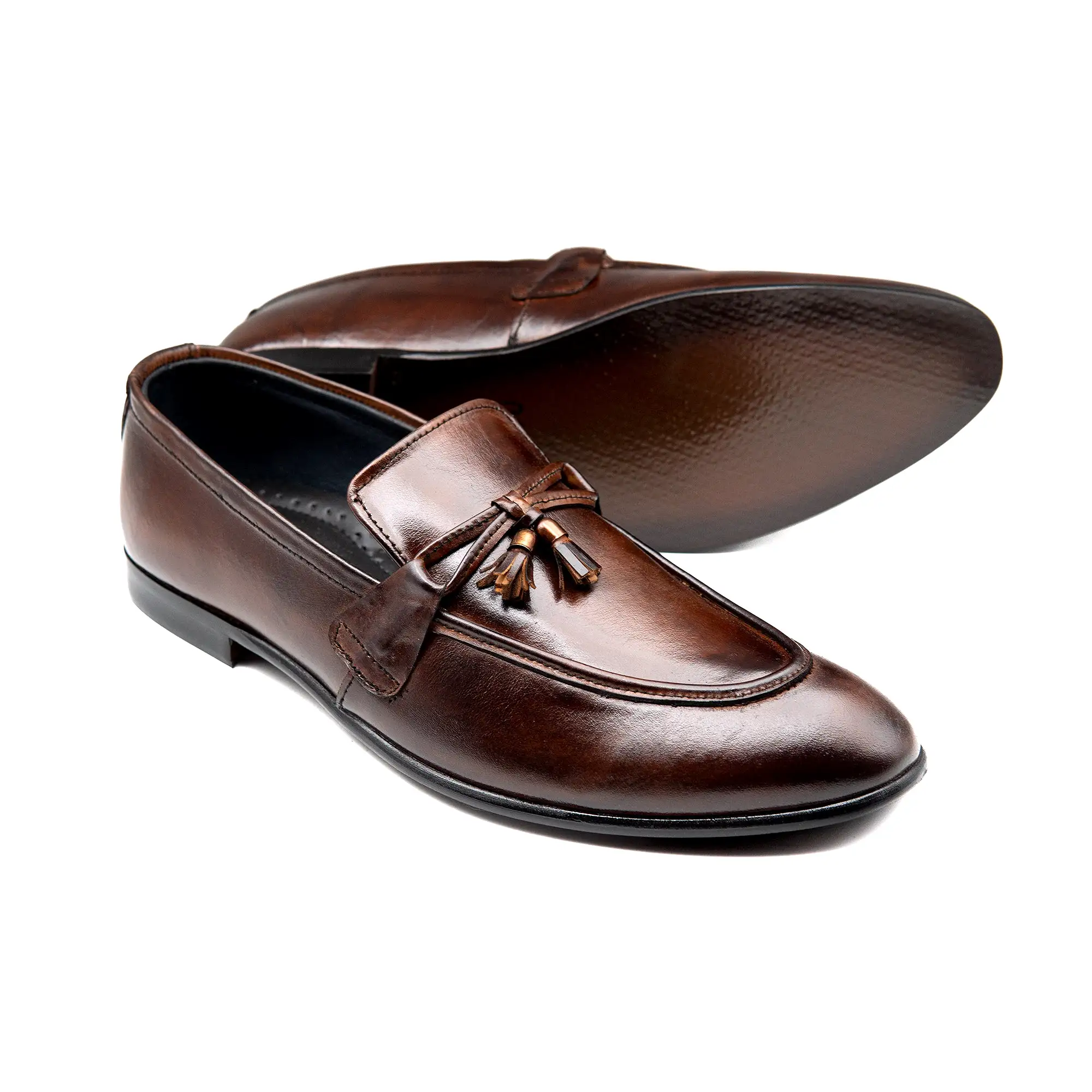 Brown Crossed Laced Tussle Executive Men Shoes