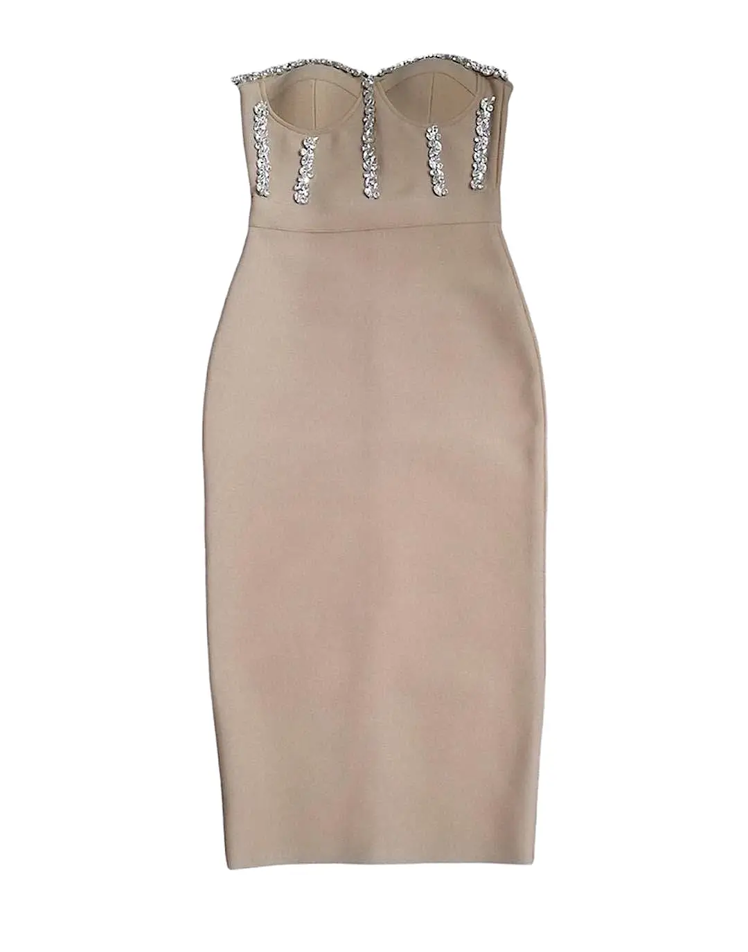 Crystal Beaded Midi Bandage Dress