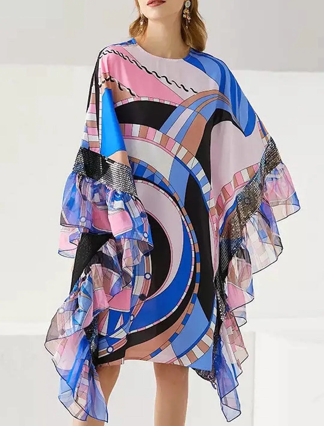 Geometrical Print Oversized Dress