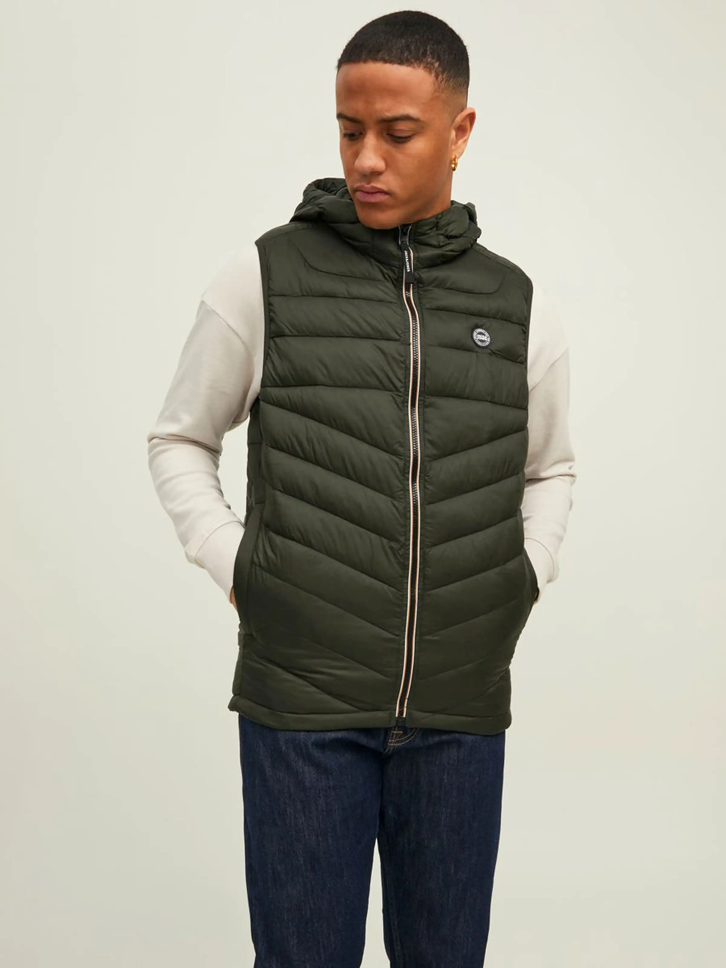 Jack & Jones Mens 'JJ Ehero' Hooded Bodywarmer/ Gilet Padded