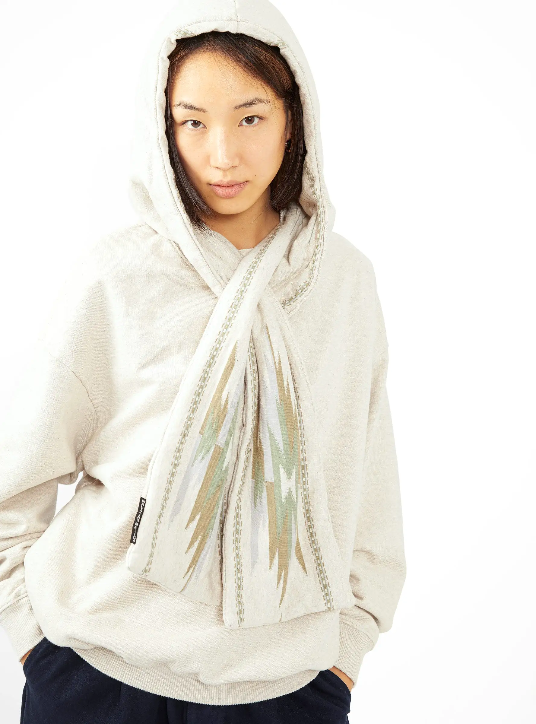 KESA Ortega-Print Hoodie Ecru