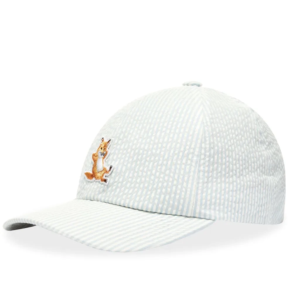 Maison Kitsuné Chillax Fox Seersucker 6 Panel CapBlue Stripe