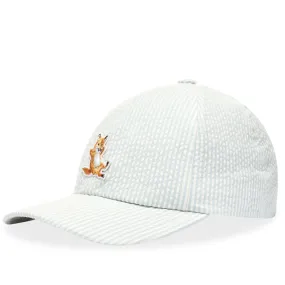 Maison Kitsuné Chillax Fox Seersucker 6 Panel CapBlue Stripe