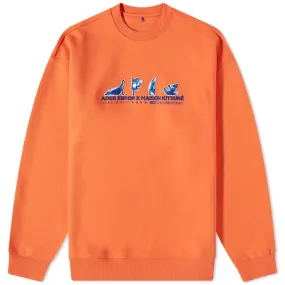 Maison Kitsuné X ADER error Yoga Blue Fox Crew SweatOrange