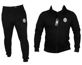 Mens GymGear Hooded Fleece Tracksuits Black