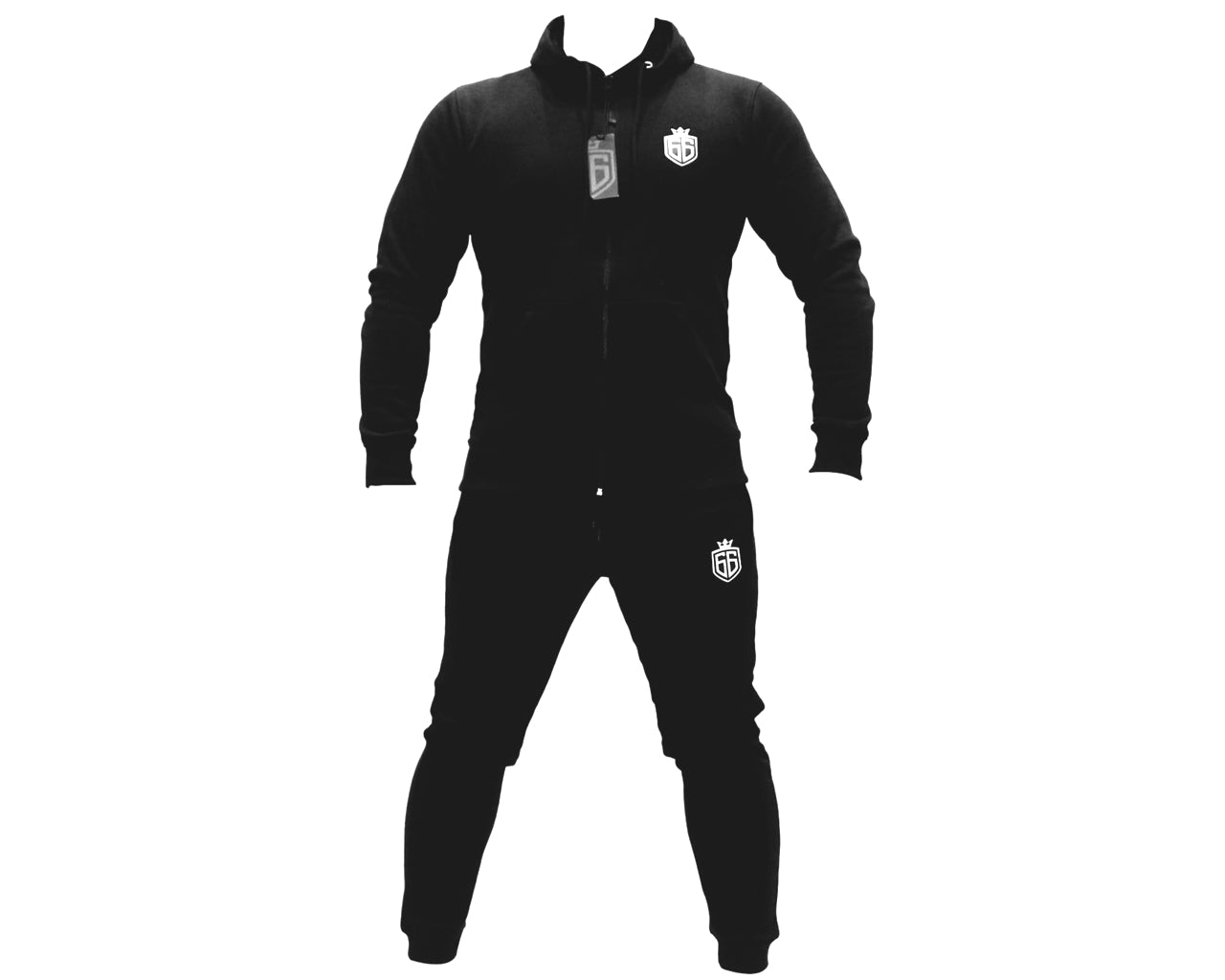 Mens GymGear Hooded Fleece Tracksuits Black