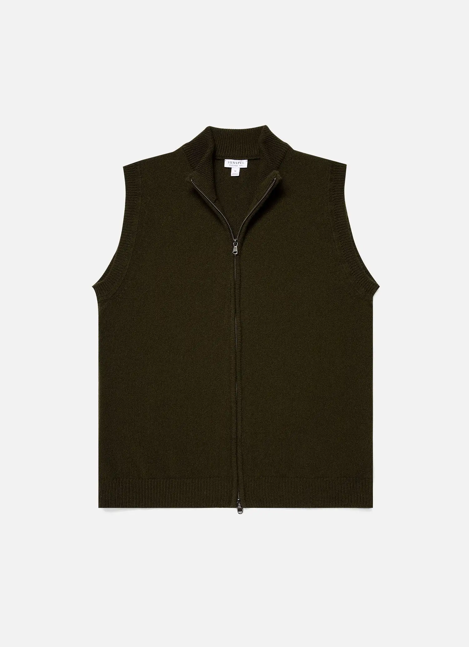 Men's Lambswool Gilet in Dark Olive