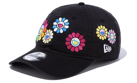 New Era x Takashi Murakami Flower Allover Cloth Strap 9Thirty Hat Black