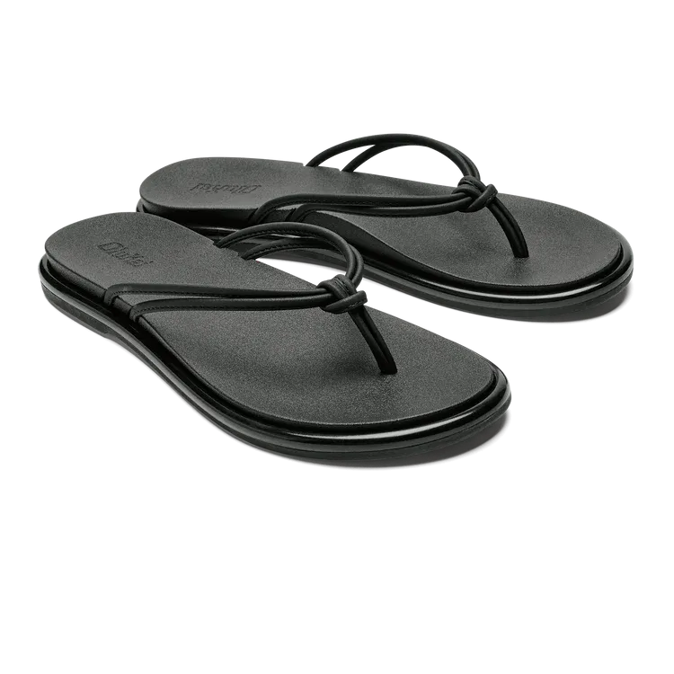 Olukai Women's 'Aka Flip Flop - Black/Black 20509-4040