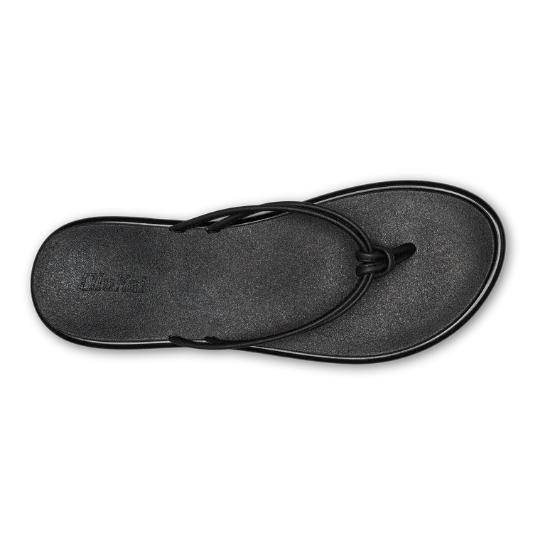 Olukai Women's 'Aka Flip Flop - Black/Black 20509-4040