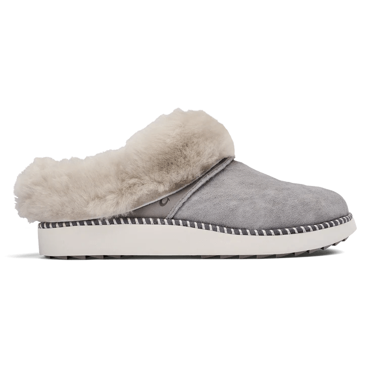 Olukai Women's Ku'i Shearling Mule Slippers - Fog/Mist Grey