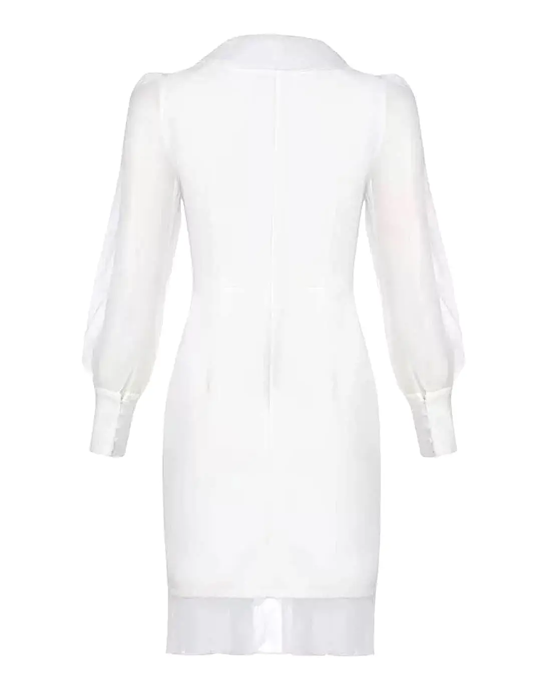 Organza Sleeve Dress In White