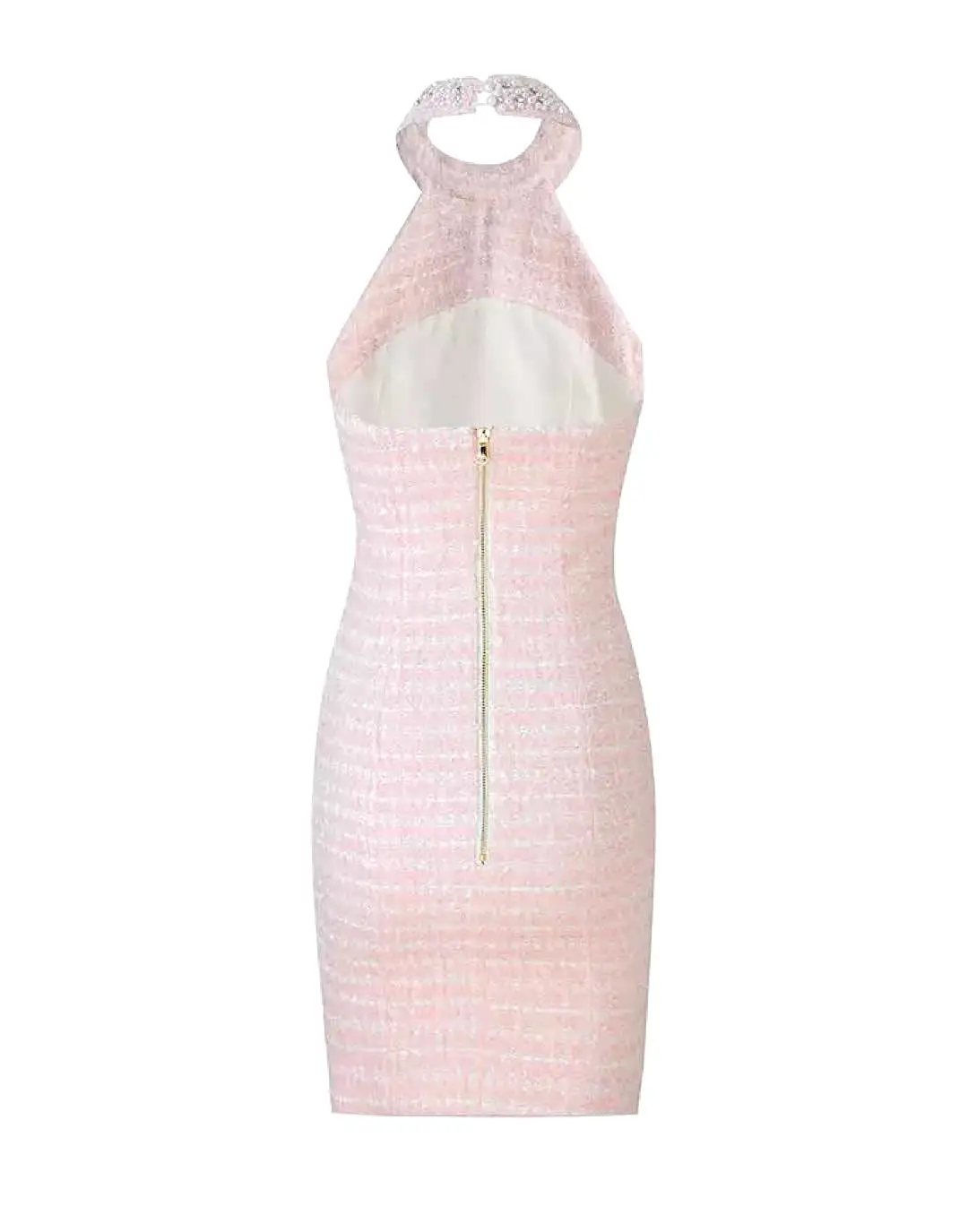 Pink Tweed Trimmed Dress