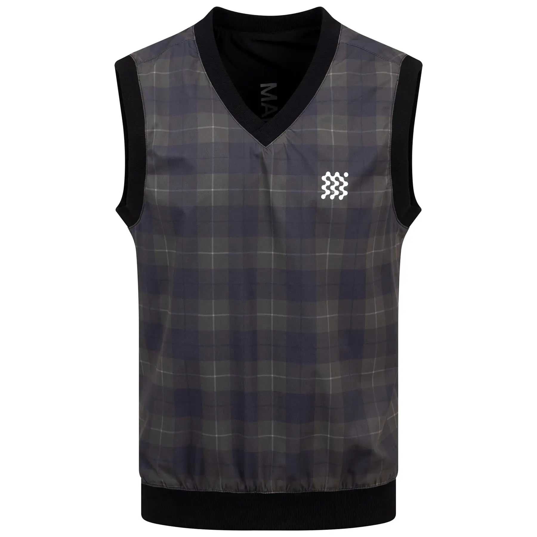 Reversible Legacy V-Neck Gilet Black Check - SS24