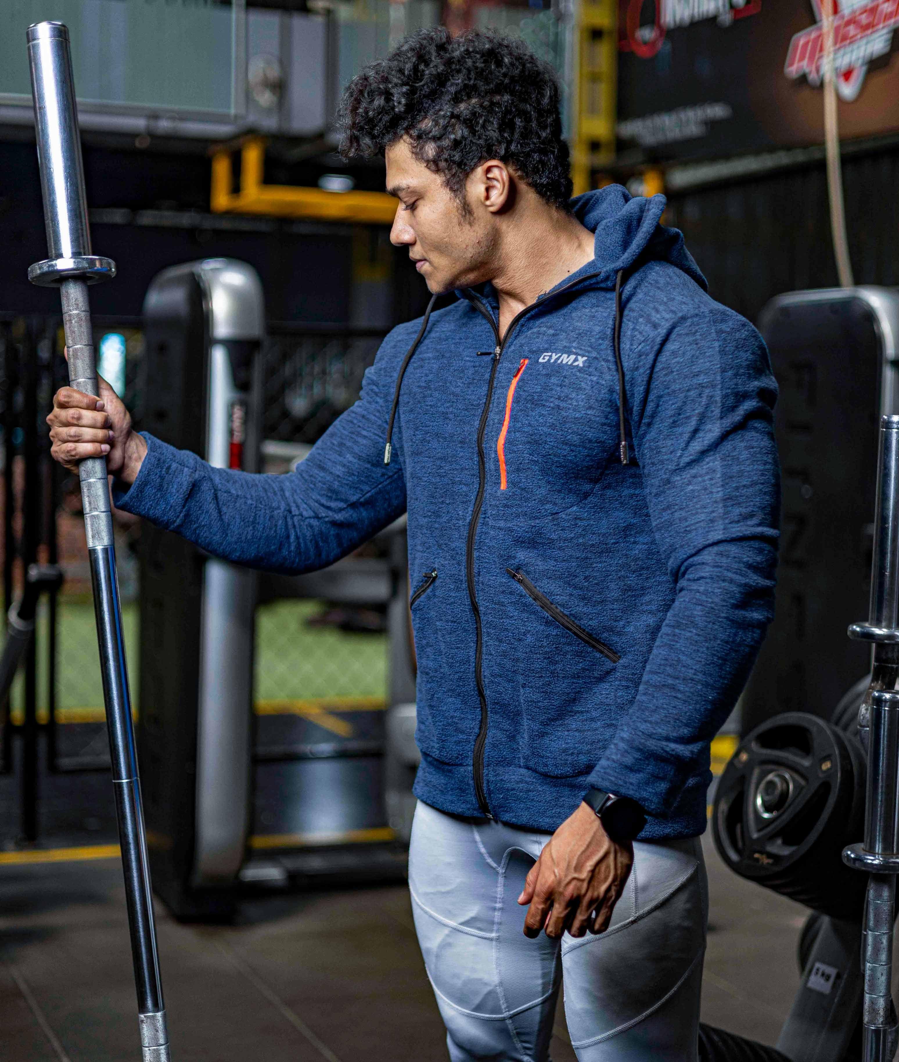 Sherpa Fleece Fluffy GymX Hoodie- Electric Blue