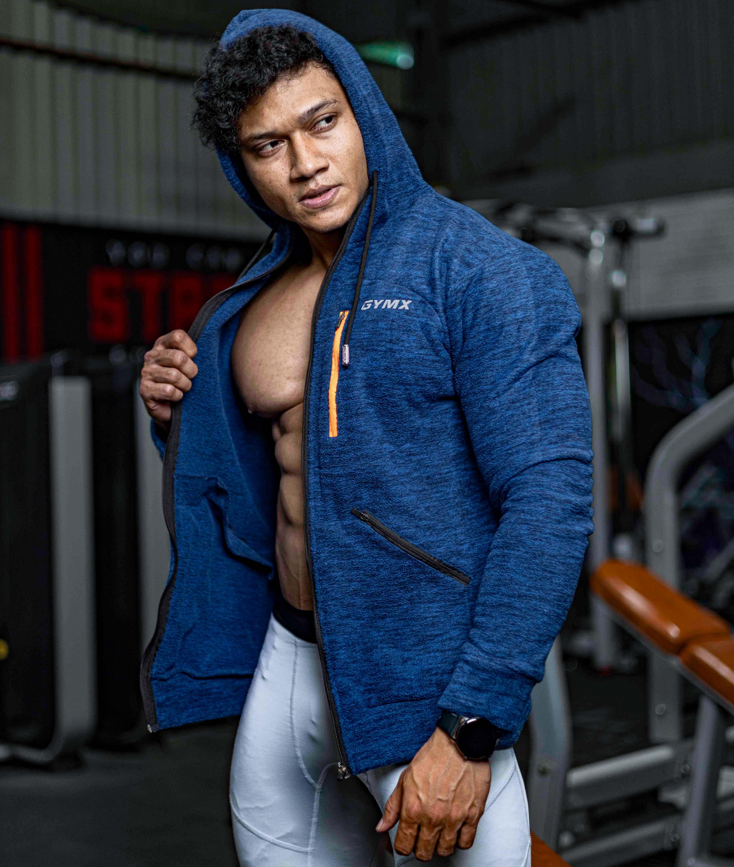 Sherpa Fleece Fluffy GymX Hoodie- Electric Blue