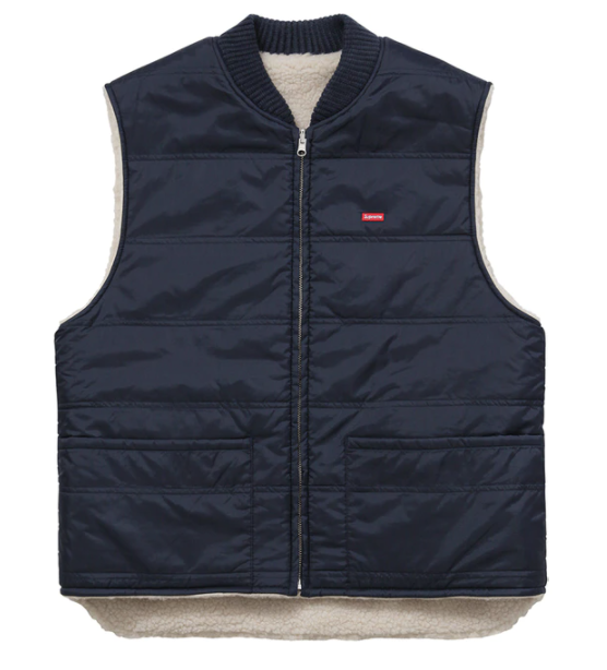 Supreme Sherpa Fleece Reversible Work Vest Navy