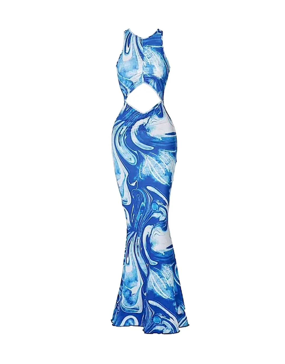 Tie Dye Cut Out Bodycon Long Dress