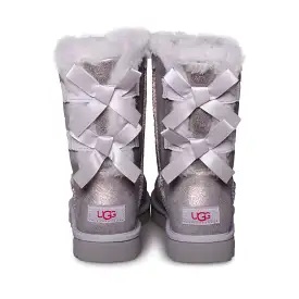 UGG Bailey Bow Glisten Metallic Grey Boots - Women's