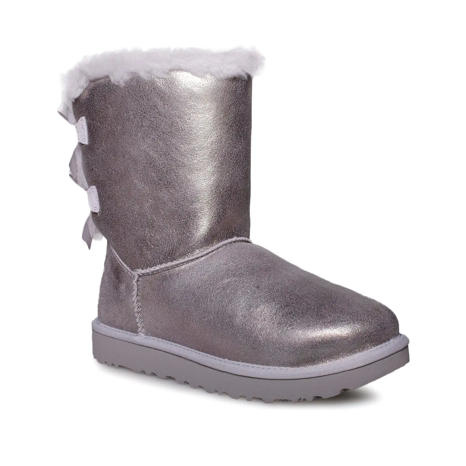 UGG Bailey Bow Glisten Metallic Grey Boots - Women's