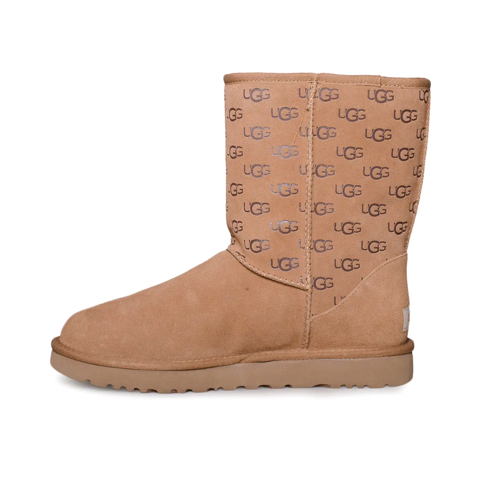 UGG Classic Short Embossed Logo Chestnut Boots - Women's