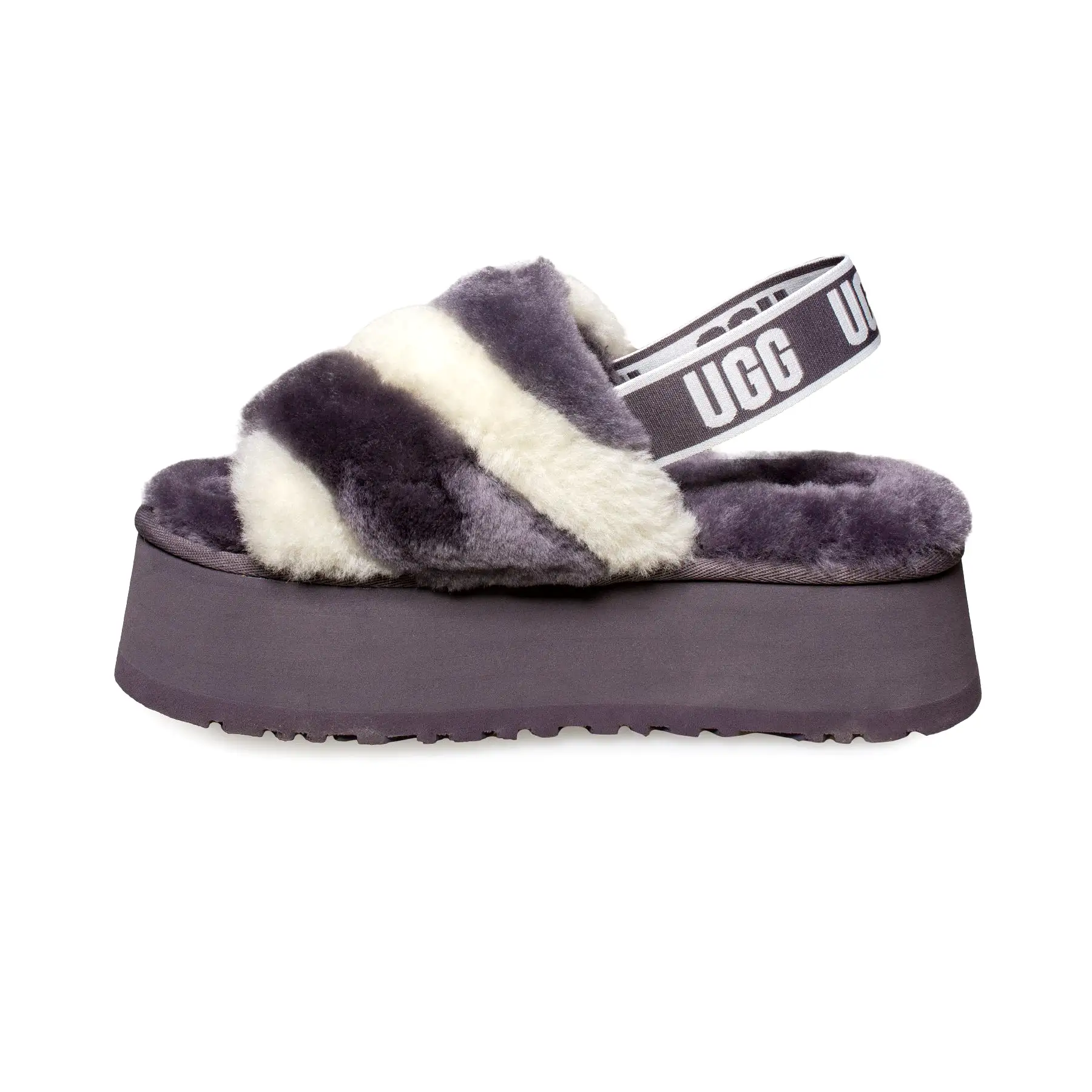 UGG Disco Stripe Slide Shade / White Combo Sandals - Women's