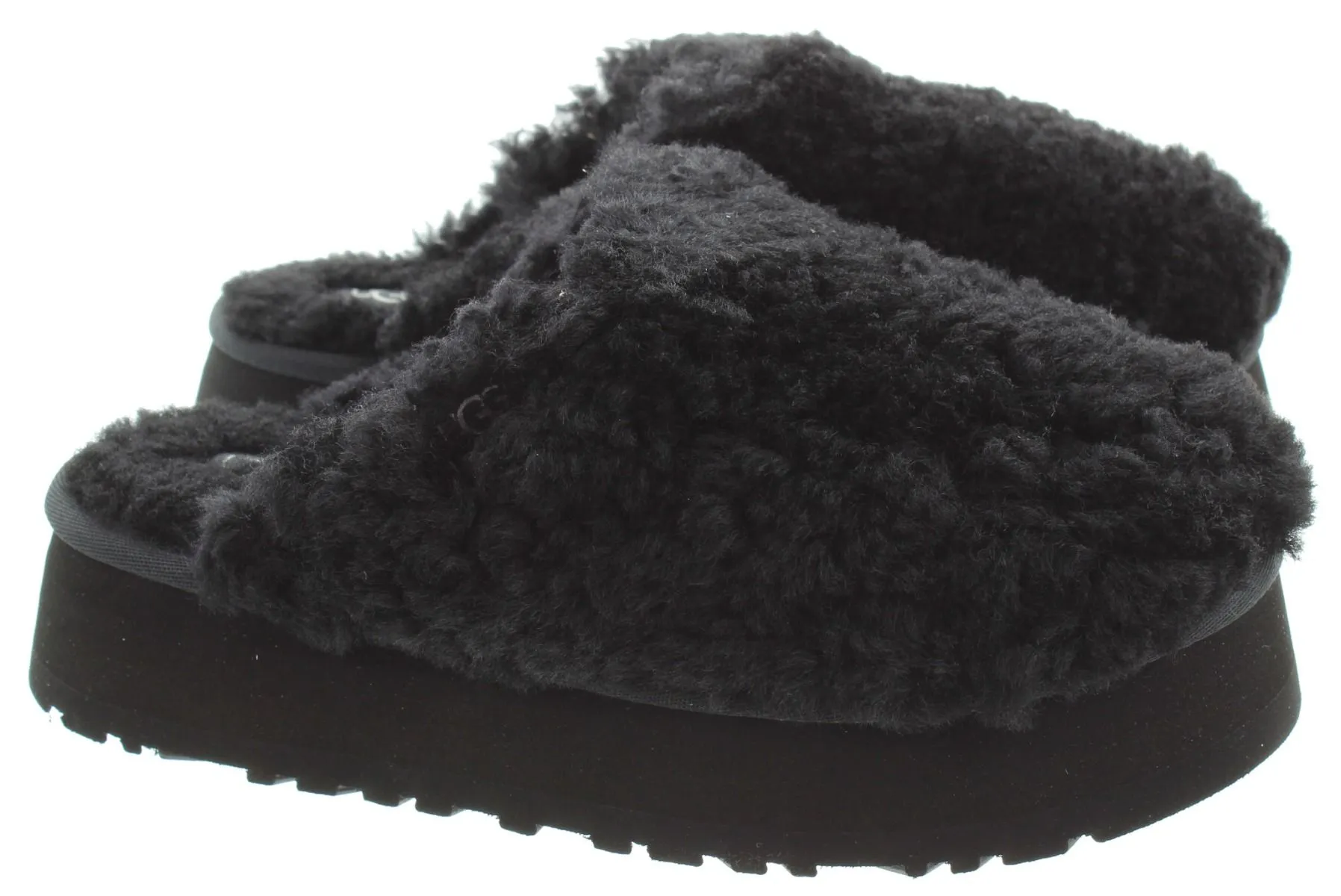 UGG Ladies Maxi Curly Platform Slipper In Black