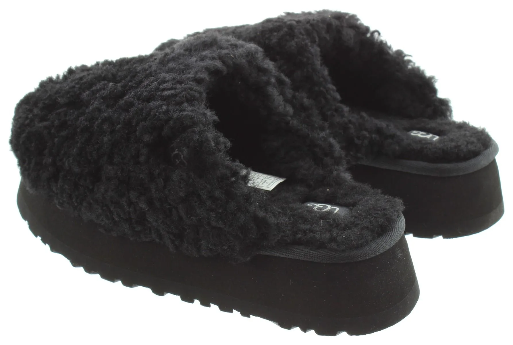 UGG Ladies Maxi Curly Platform Slipper In Black