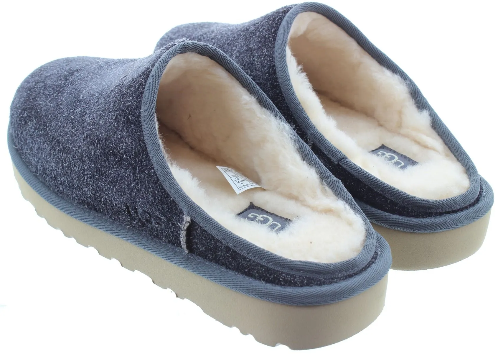 UGG Mens Classic Shaggy Suede Slip-Ons In Dark Grey