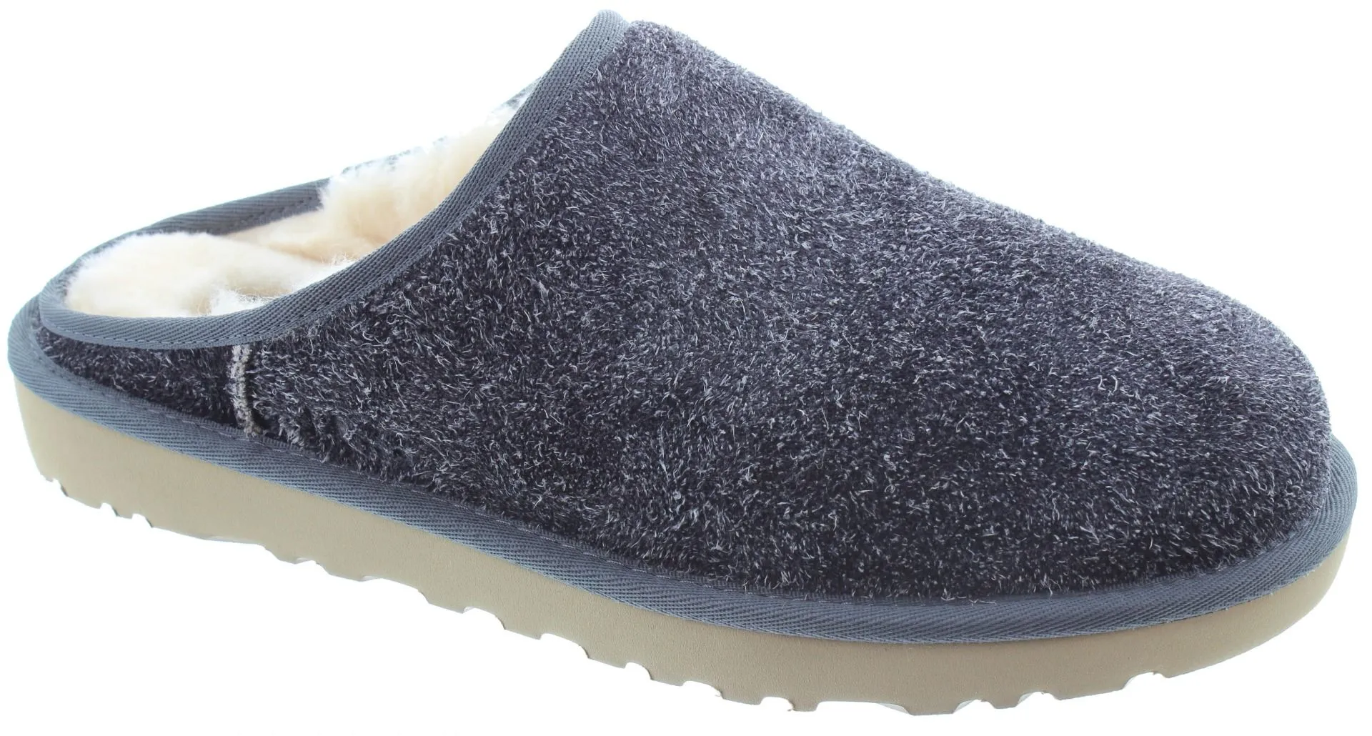 UGG Mens Classic Shaggy Suede Slip-Ons In Dark Grey