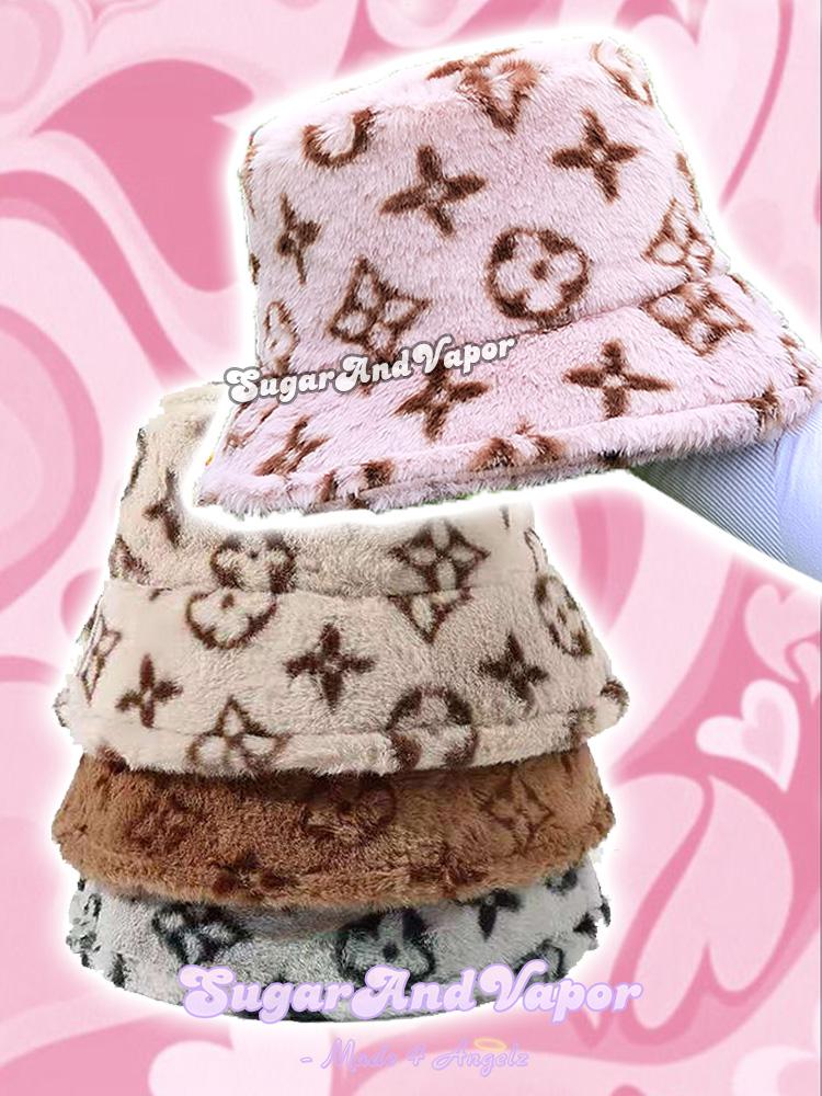 Vintage Floral Pattern Furry Bucket Hat