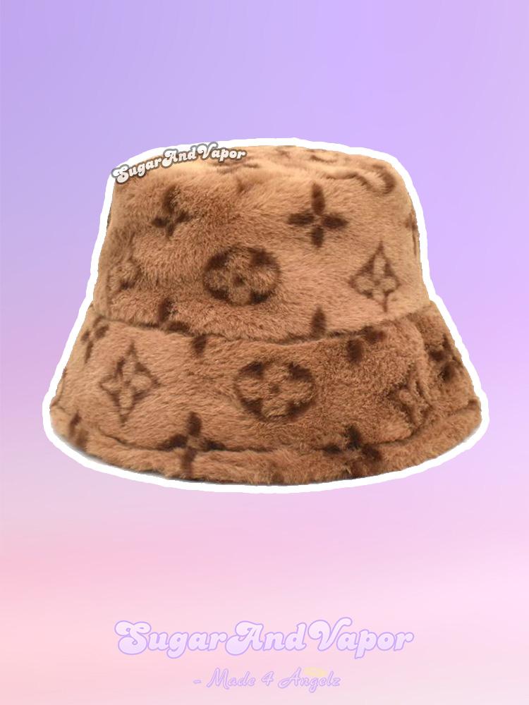 Vintage Floral Pattern Furry Bucket Hat