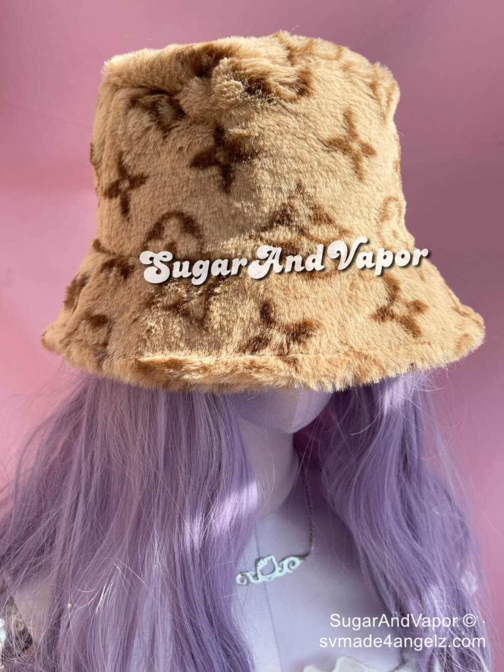 Vintage Floral Pattern Furry Bucket Hat