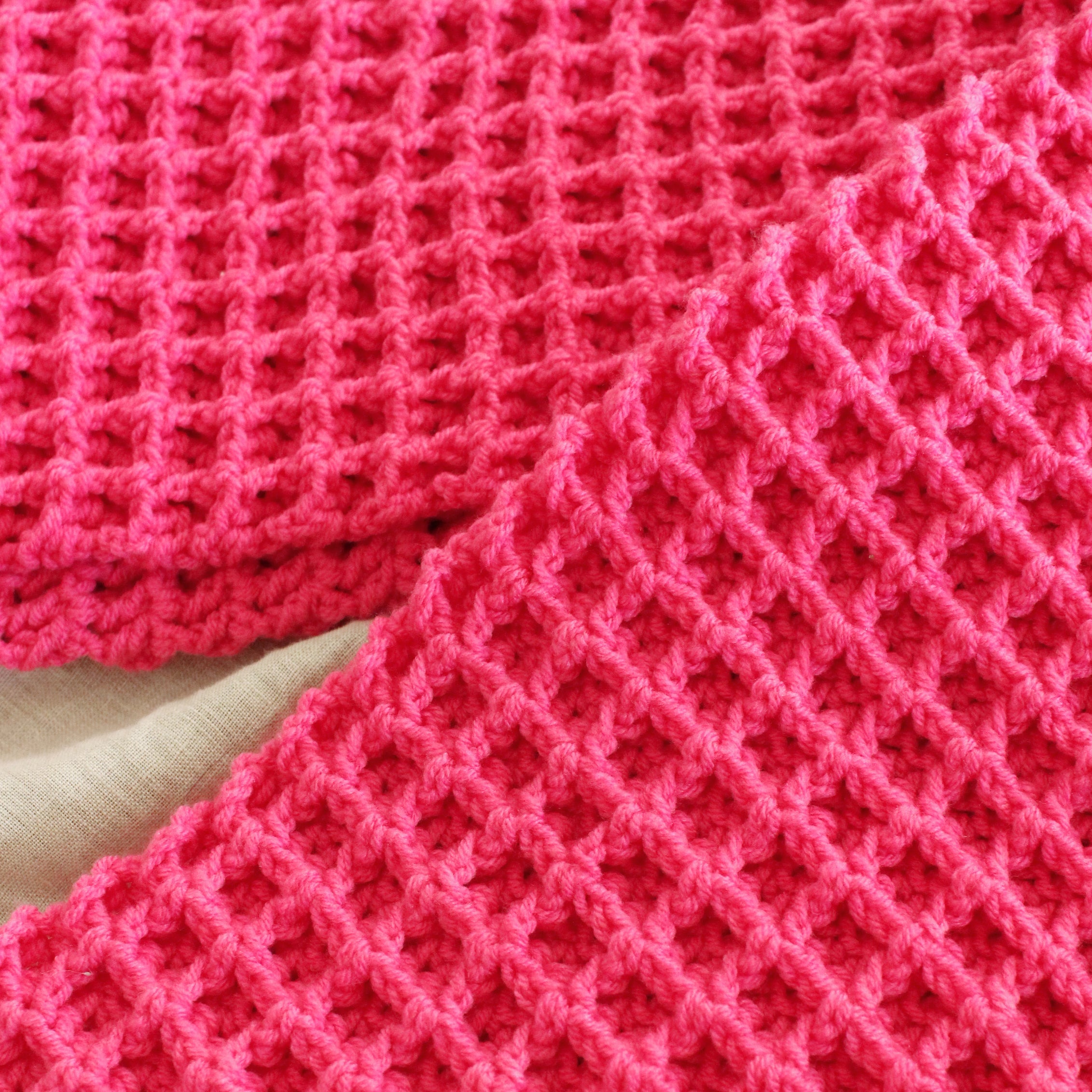 Waffle Crochet Scarf in Candy Pink