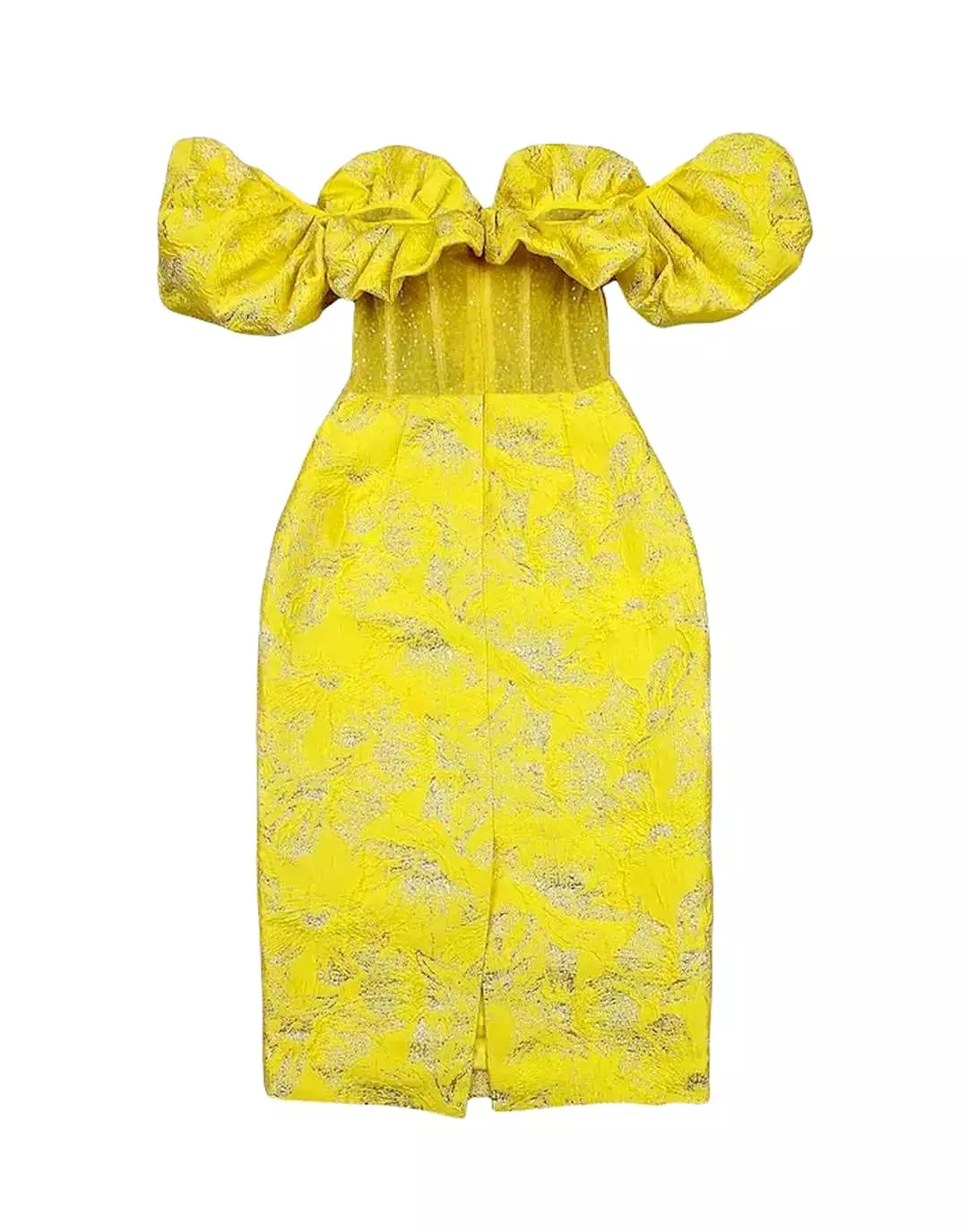 Yellow Knitted Jacquard Bandage Dress